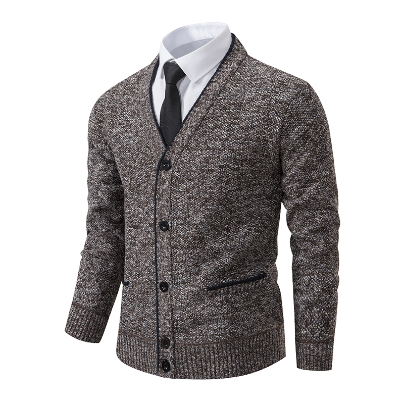 Cardigan de malha masculino casual com decote em V outono e inverno novo casaco suéter