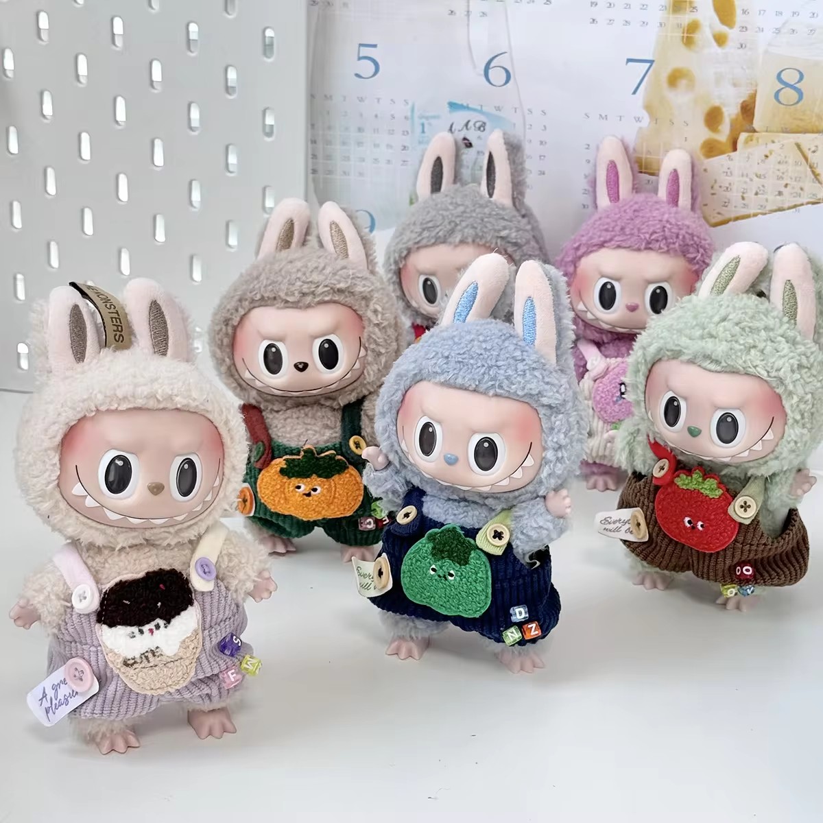 17 см милая мини-плюшевая кукла, одежда, аксессуары, Labubu Idol, комбинезон с пончиками, одежда, сделай сам, детский подарок, ремешок, штаны Labubu
