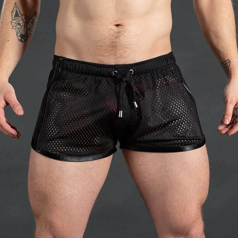 Pantalones de chándal para hombre con agujeros secos, transpirables, sexys, para playa, exteriores, pantalones casuales de tres cuartos (MNDK-05)