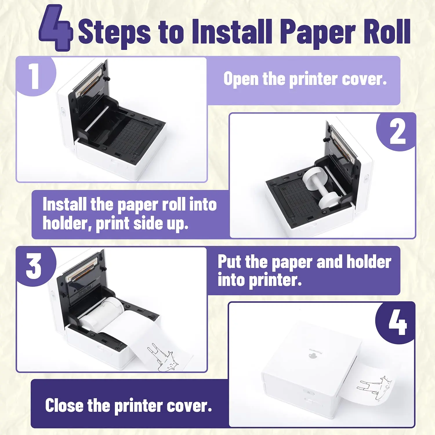 Phomemo-papel térmico autoadhesivo transparente, adhesivo sin BPA para Mini impresora portátil de la serie M02, negro sobre negro, 3 rollos de 50mm x 3,5 M