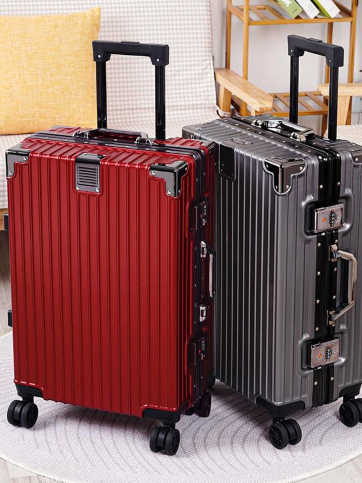 大容量アルミフレーム荷物バッグ旅行スーツケースパスワードロックとユニバーサルホイール男性と女性のための 20 インチ