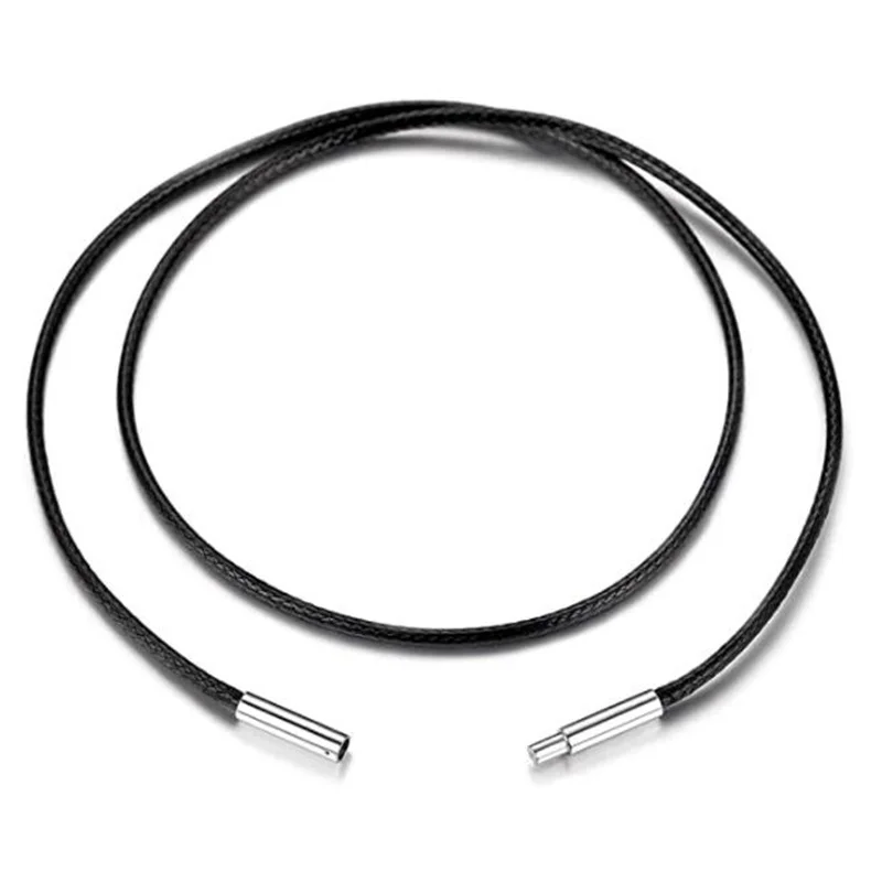 Collar de cuerda de cuero genuino negro con cierre, cadena de cadena para colgante DIY, accesorios para hacer joyería, suministros para hombres