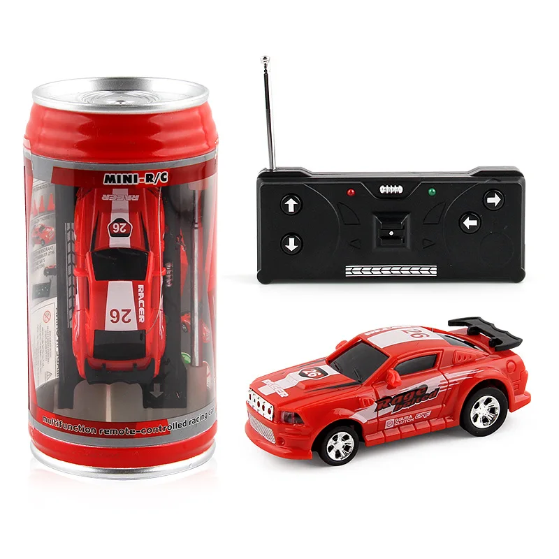 Mini Can Mini กระป๋อง RC รถแบตเตอรี่ดําเนินการพลาสติกรีโมทคอนโทรลรถแข่ง Roadblocks Micro Racing Car สําหรับเด็ก