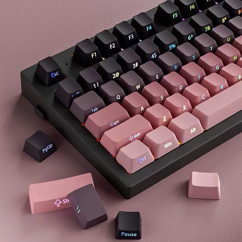 Градиентные колпачки для клавиш с боковой печатью Shine Through PBT Double Shot OEM-профиль для переключателей MX, игровая клавиатура 130 + колпачки для клавиш
