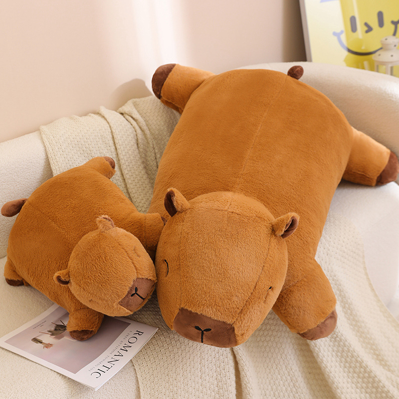 Riesige Kawaii Capybara Plüschpuppe Bodenmatte Hochwertiges Tier Braun Capybara Plüschteppich Home Decor Geschenk für Jungen und Mädchen