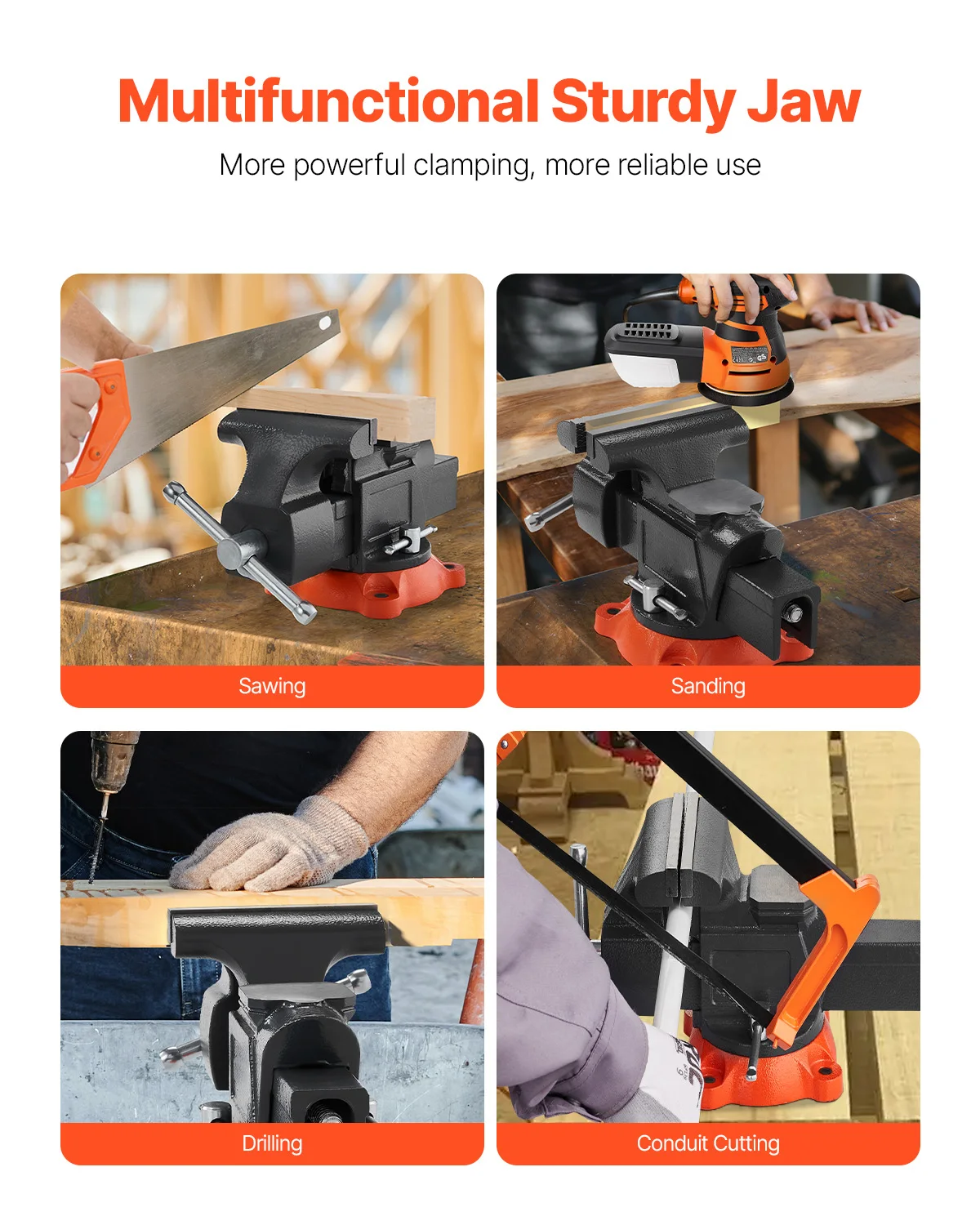 SucceBuy Bench Vise 5"/5.5"/8" Jaw Width Multipurpose Vise with 360° Swivel Locking Base Vise with Anvil for Clamping Round Pipe