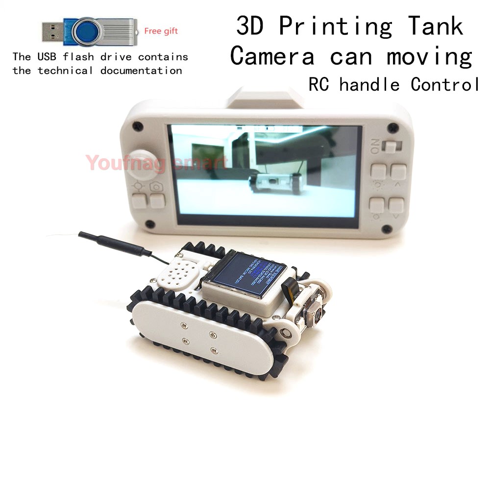 RC Tank Wireless Video Sound Trolley Pipeline Robot Crawler 3D Chassis Mount Truck Teaching Robot Chassis for ESP32 Robotic Car