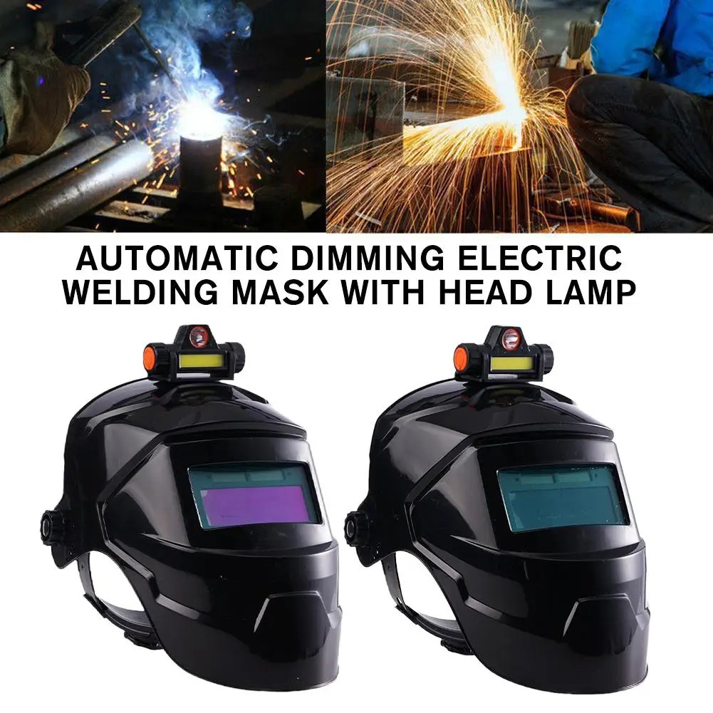 Welding Helmet Welder Mask With Rechargeable Headlight Automatic Dimming Electric Protective Mask For Arc Weld Grind Cut Process