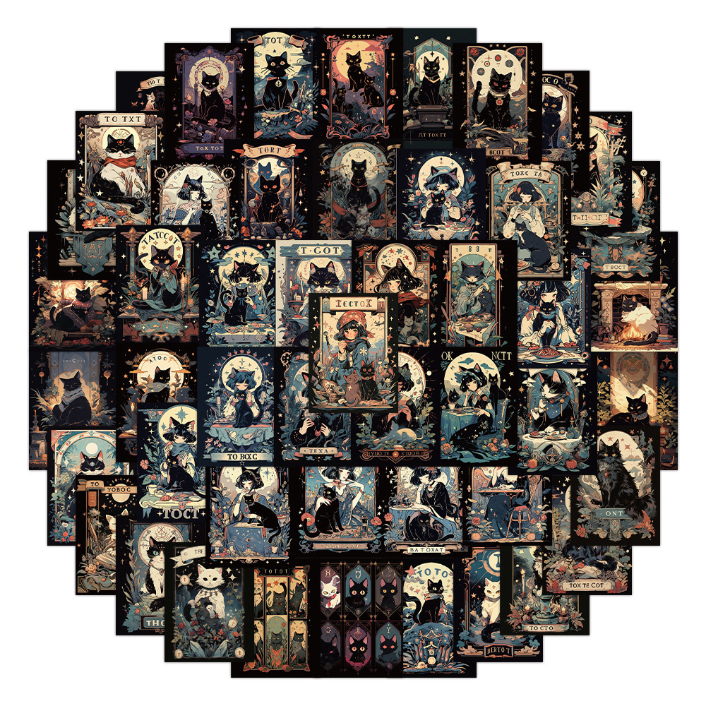 10/30/60 個漫画猫タロットカードステッカー防水落書き車スケートボードラップトップビニールクールゴス装飾ステッカーデカール