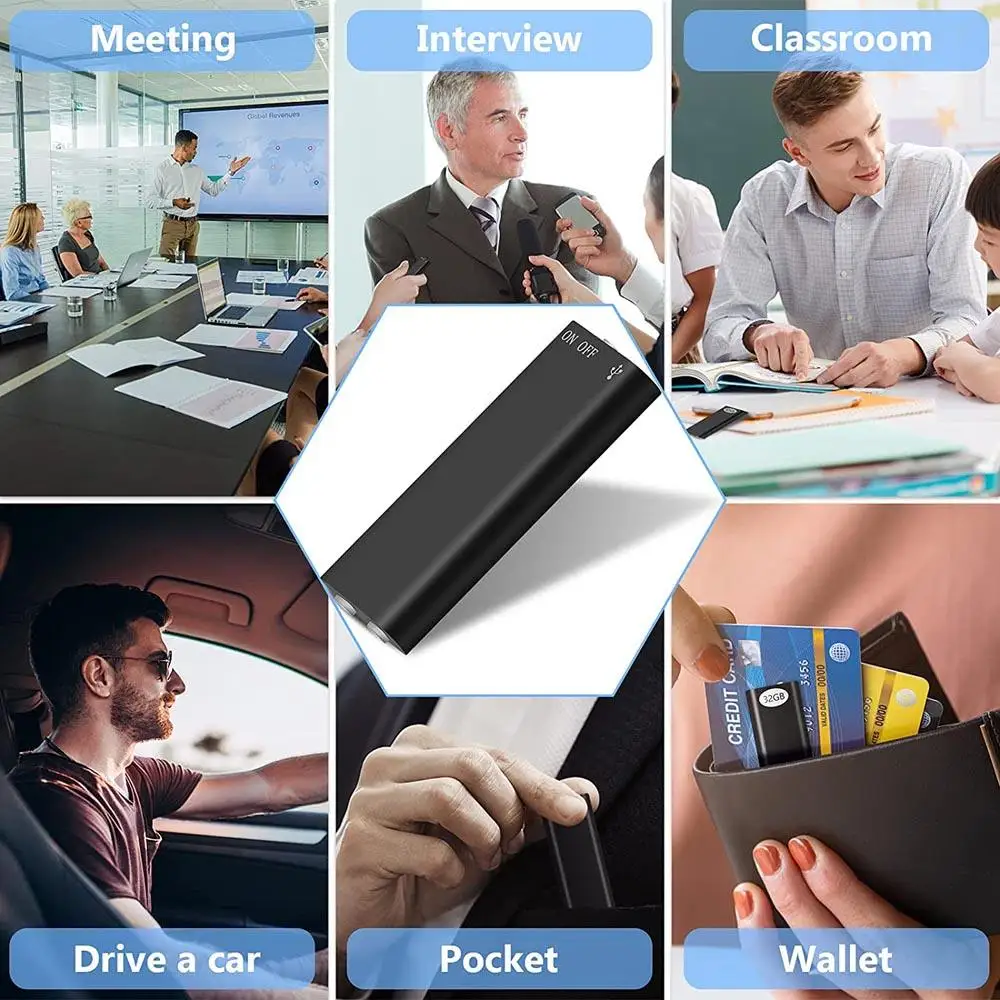5pcs Public Multimedia Player Digital Mini Voice Recorder with Microphone Portable Recorder Voice Activated for Lecture