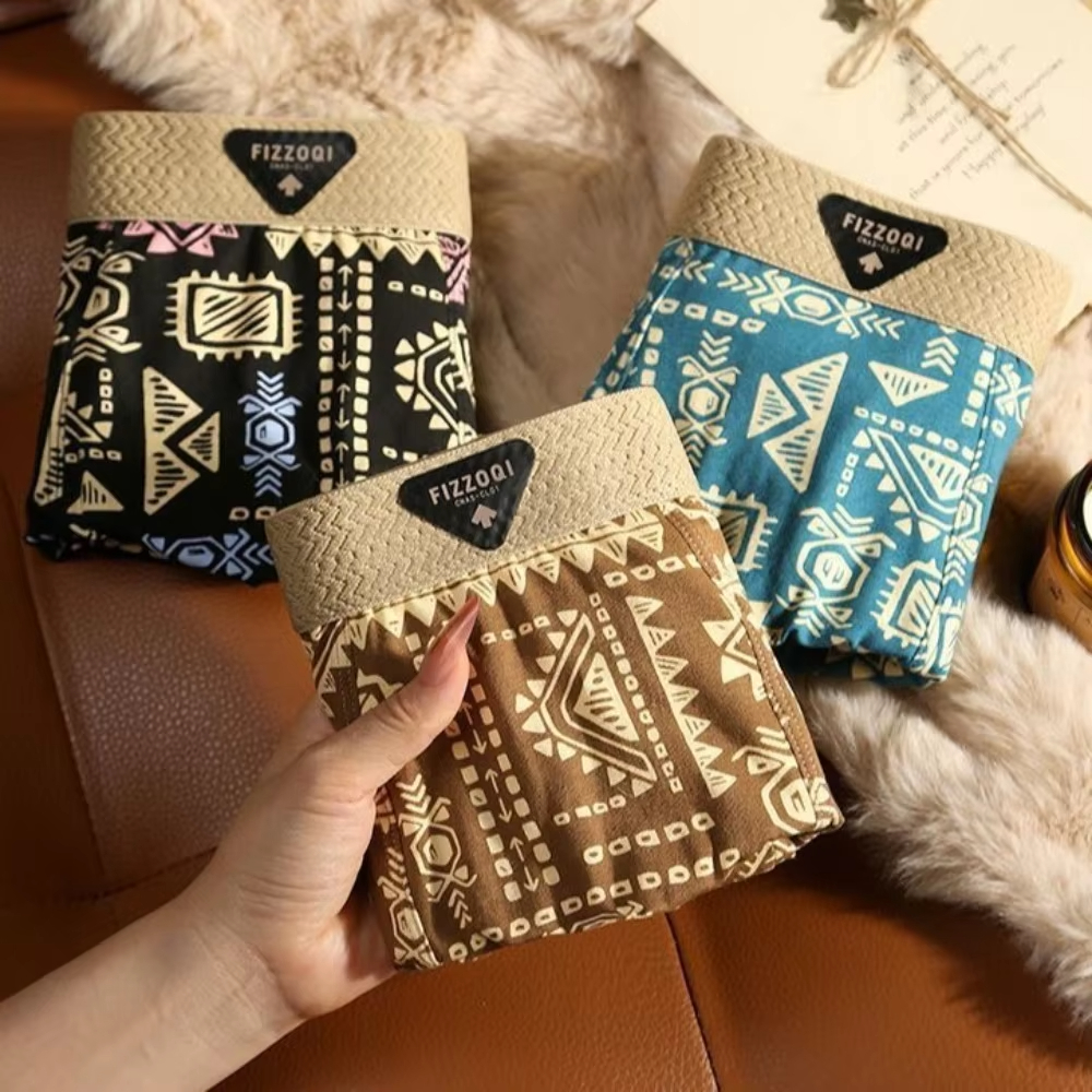 Boxer de Style ethnique rétro pour hommes, slip confortable, sous-vêtements élastiques imprimés Vintage, Lingerie, short taille moyenne