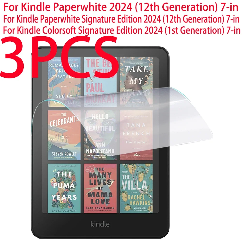 Protecteur d'écran pour Kindle Paperwhite 2024, 3 pièces, Film souple en PET, 12e génération, 7 pouces, pour Colorsoft Signature Edition 2024