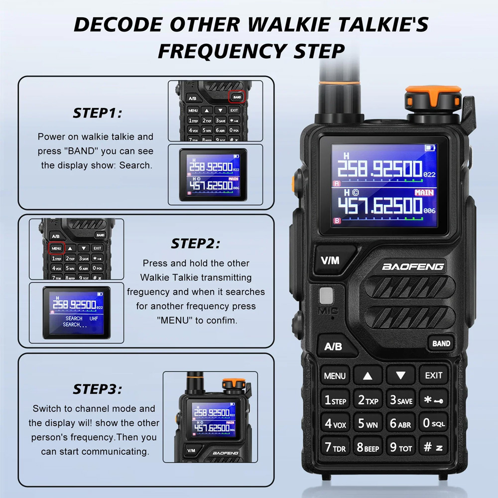 2024 NUOVO Baofeng K5PLUS 10W walkie-talkie multi-banda UHF VHF colore grande schermo 999CH 2500mAh radio amatoriale