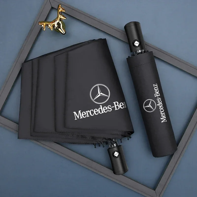 Paraguas con logotipo de modelo de coche, accesorios de estilo Anti-UV para Mercedes Benz B/C/E/S Clase A C200L GLC GLK, nuevo CLA GLA