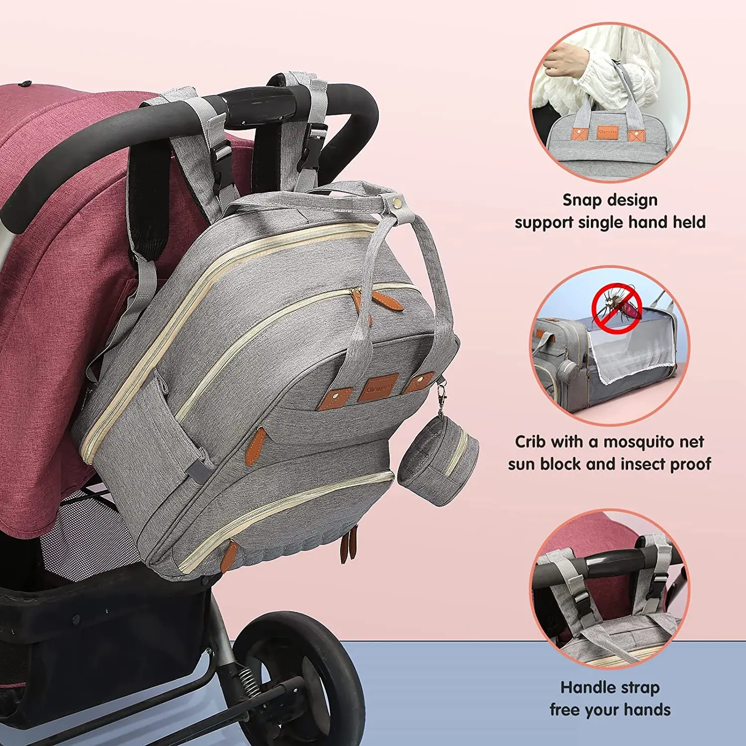 3 em 1 saco de fraldas mochila dobrável cama do bebê saco de viagem à prova dwaterproof água com carga usb saco de fraldas mochila com mudando cama 3 tipos