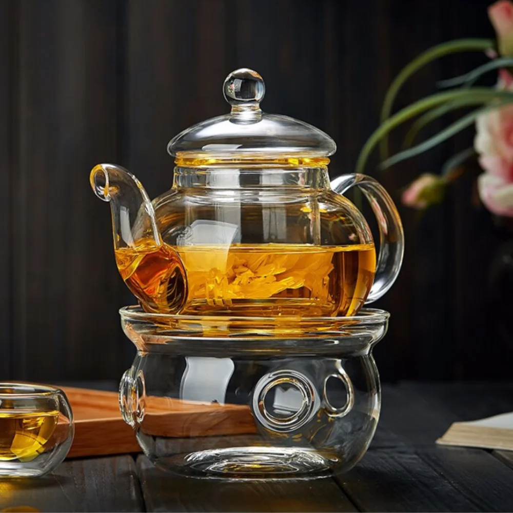 Tetera de cristal resistente al calor de 400ml/1000ml, hervidor de flores, juego de té de Kung Fu, colador de té, infusor, Puer Oolong, tetera de cebada