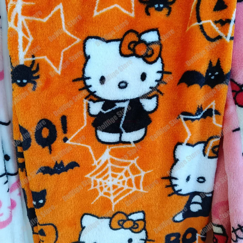 Sanrio-Pijama de Hello Kitty para mujer, ropa de franela para Halloween, de lana Kawaii, pantalón informal de dibujos animados para el hogar, otoño