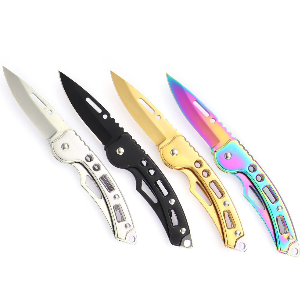 Edelstahl Schlüsselanhänger Klappmesser Outdoor Tragemesser Spiegel Scharfes Taschenmesser Obstmesser Klappmesser