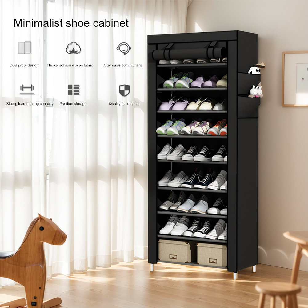 10 Layers Shoes Cabinet with Cover Dustproof Shoes Storage Rack Metal Shoe Rack for Home Student Dormitory Office Worker