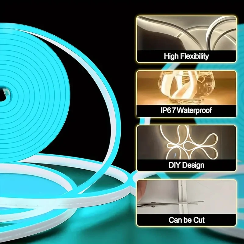 Tuya 스마트 라이프 WiFi LED 네온 라이트 스트립 30M 24V 라이트 스트립 RGB 네온 사인 테이프 Alexa TV 홈 야외 장식 조명과 함께 작동