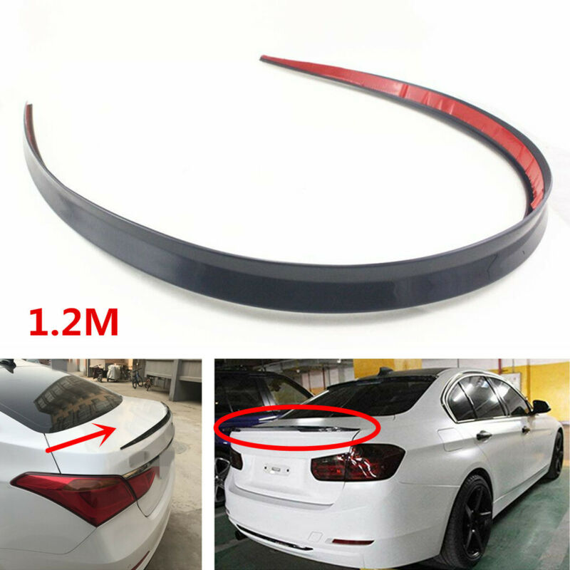 Carro abs universal 1.2m blackspoiler acessório de fibra carbono spoiler carro macio traseiro telhado tronco spoiler asa traseira lábio guarnição vara