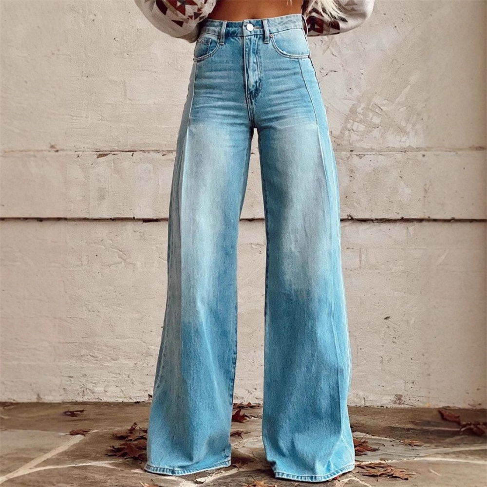 Leopard Print 3d Print Damen Jeans Hohe Taille Frauen Jeans Flare Hose High Street Lose Breite Bein Denim Hosen Mode Y2k Jeans