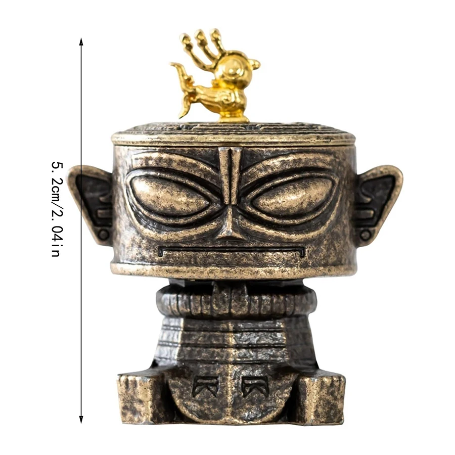Sanxingdui 합금 향 버너 - 명상, 콘 및 코일용 미니 빈티지 홀더, 복고풍 홈 장식 선물