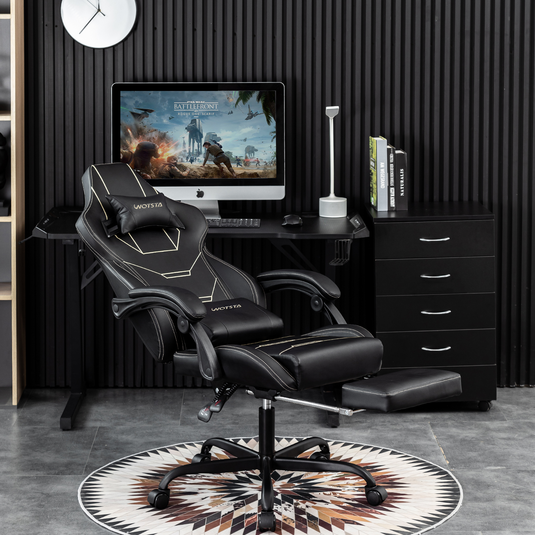 WOTSTA Gaming Chair Ergonomische Gaming Chair Bürostuhl met Footrest Racing Computerstuhl Height Adjusbar Padded Computerst