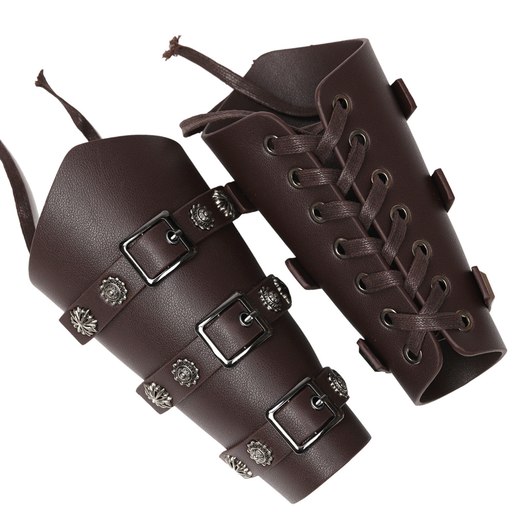 New Personalized Exaggerated Leather Punk Riding Arm Bracelet Bracelet Medieval Knight Wrist Guards Cosplay Party Props 1PC