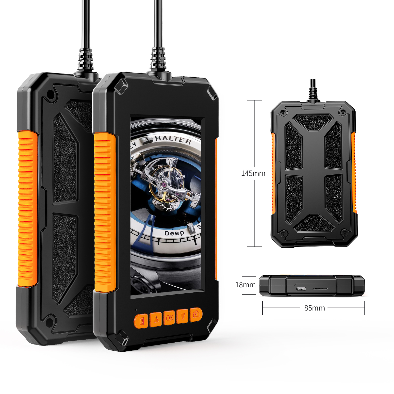 Câmera industrial do endoscópio, 4,3 ", IPS, lente dupla, LCD, IP67, impermeável, esgoto, tubulação, dreno