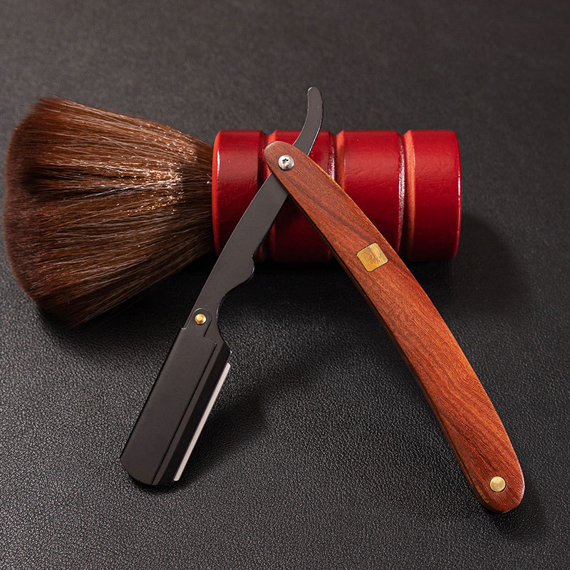 wooden handle blade shaving razors professional barber shaver razor men's replaceable blade shaving razor men gift
