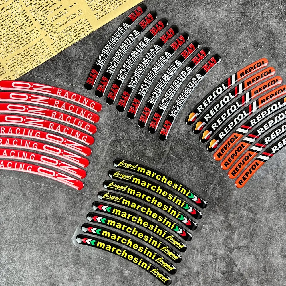 3D Gel Motorcycle Wheel Hub Sticker Decal Reflective Rim Stripe Tape For REPSOL Benelli GSXR Ducati Marchesini OZ