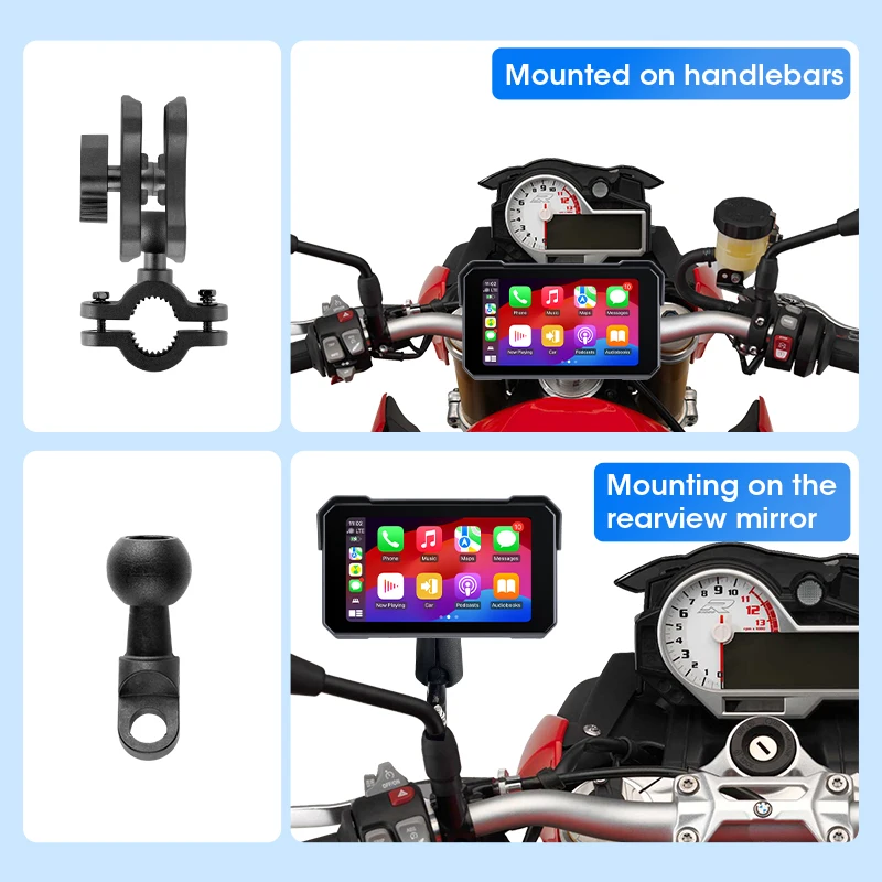 Jansite Motorrad Display Bildschirm Carplay Moto Navigation Tragbare Digitale Dashboard Motorrad Android Auto Wasserdicht BT Monitor