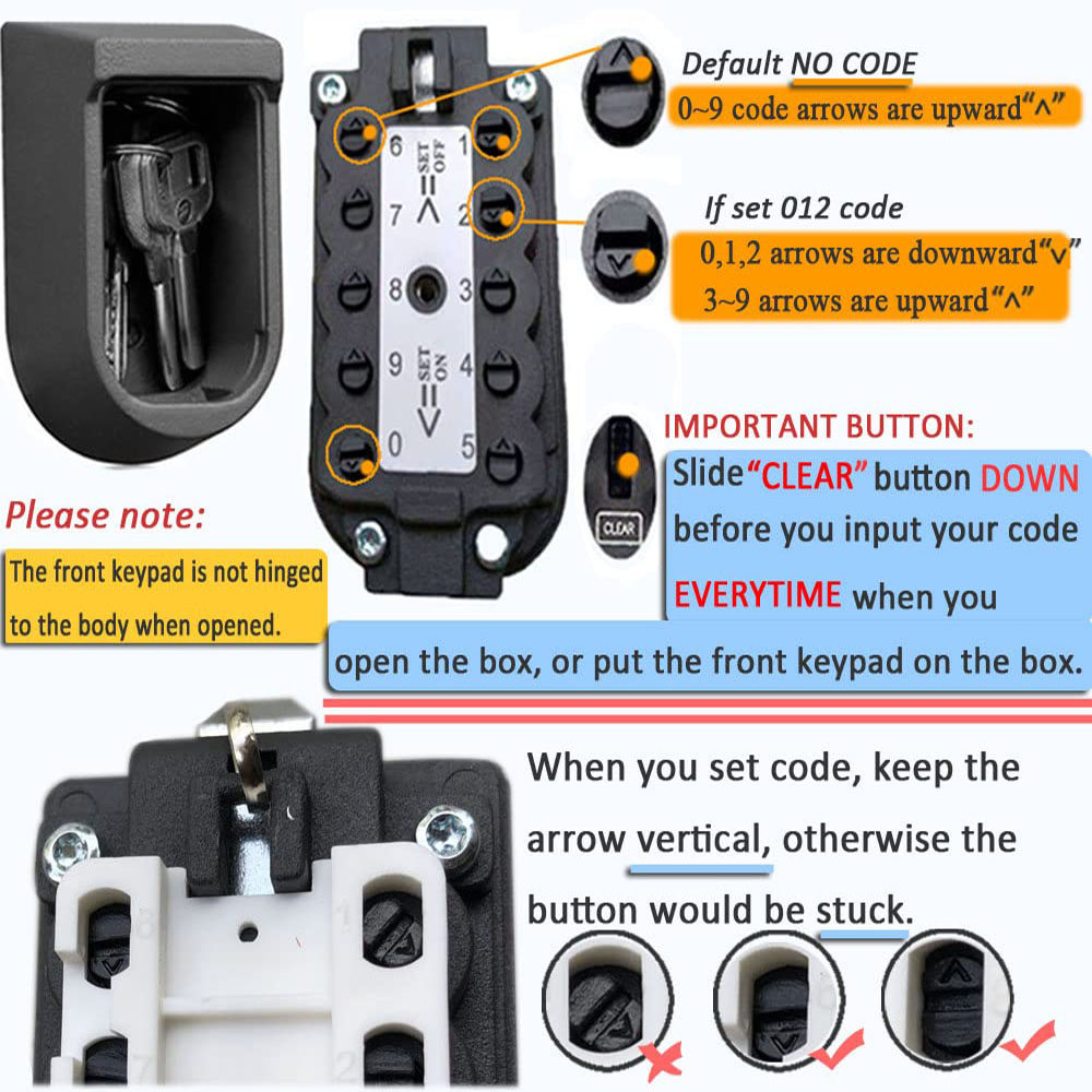 Caixa de armazenamento chave sobressalente impermeável, Caixa de bloqueio de chave para fora, Push Button Key Keeper, Combinação de 10 dígitos