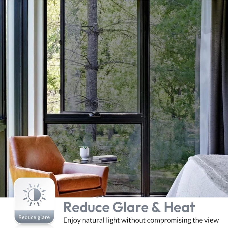 Window Privacy Film One Way Daytime Privacy Static Cling Sun Blocking Anti UV Reflective Mirror Window Tint for Home and Office
