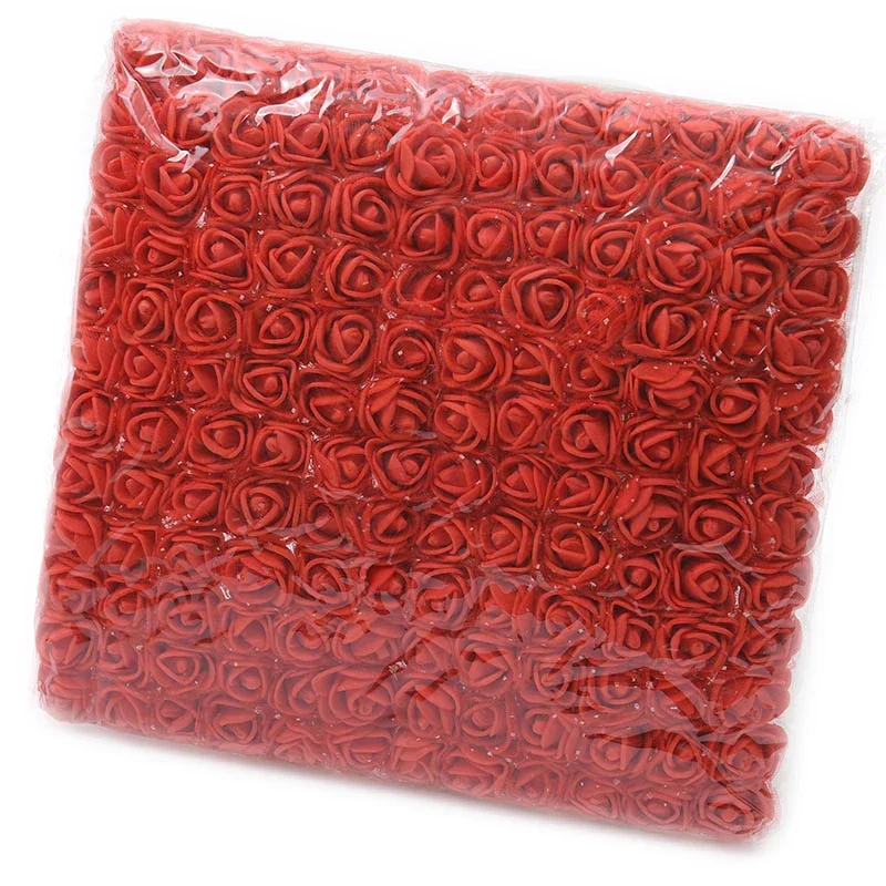 144 stücke/2 cm rot Mini Spitze Pe Rose Schaum Blume Köpfe Bouquet Für Hochzeit Hause Dekoration Scrapbooking DIY Kranz künstliche Blumen