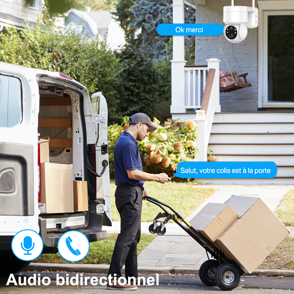 Caméra extérieure WiFi 4MP HD PTZ caméra IP solaire sans fil batterie intégrée caméra de sécurité de Surveillance vidéo longue durée de veille