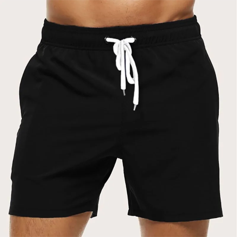 Calções de banho masculinos verão calções de banho de secagem rápida praia shorts com bolsos laterais e forro de malha maiô