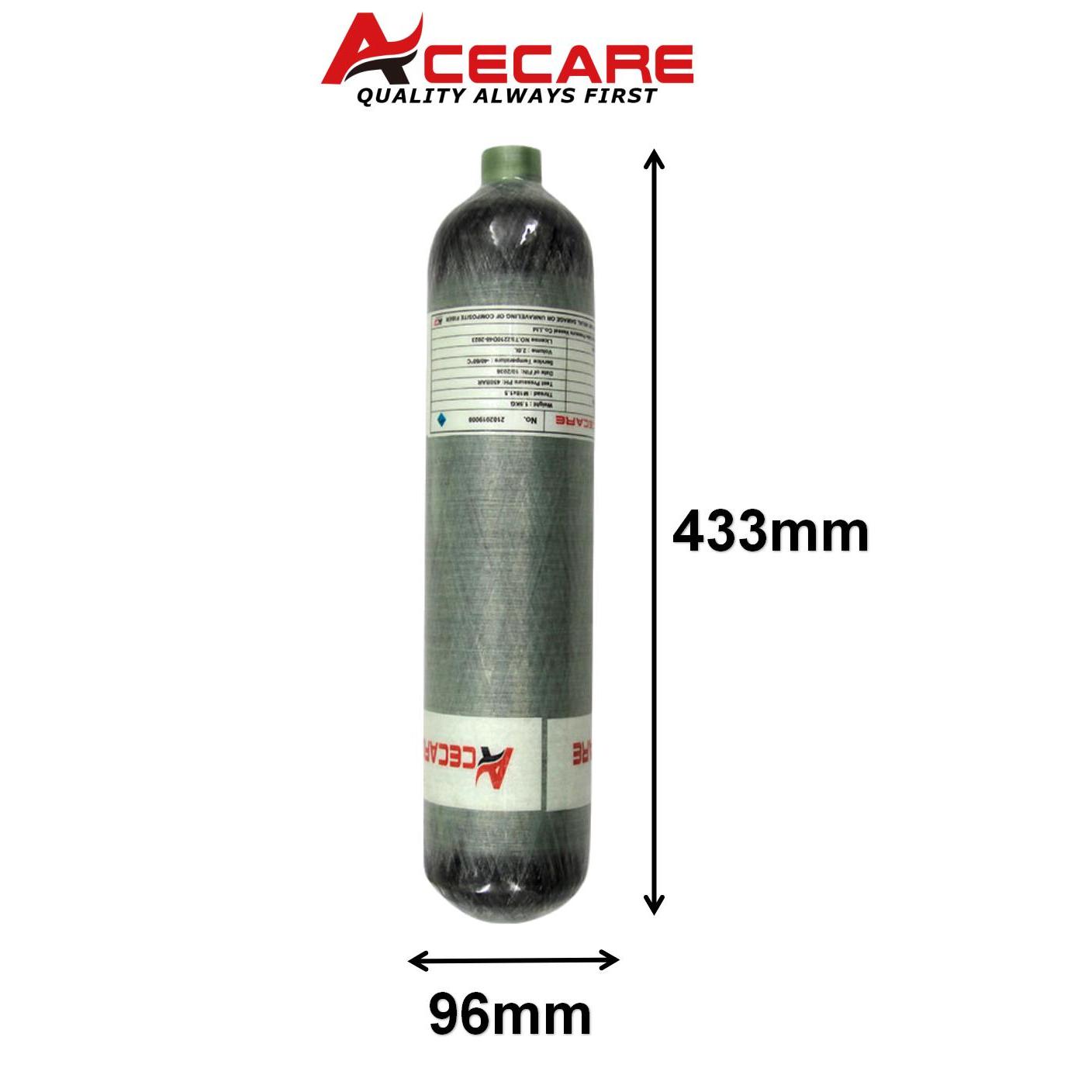 Acecare-ミニスキューバダイビングタンクHpaエアボトル,カーボンファイバーシリンダー,消防士用M18 * 1.5,4500psi,300bar,30mpa,2l