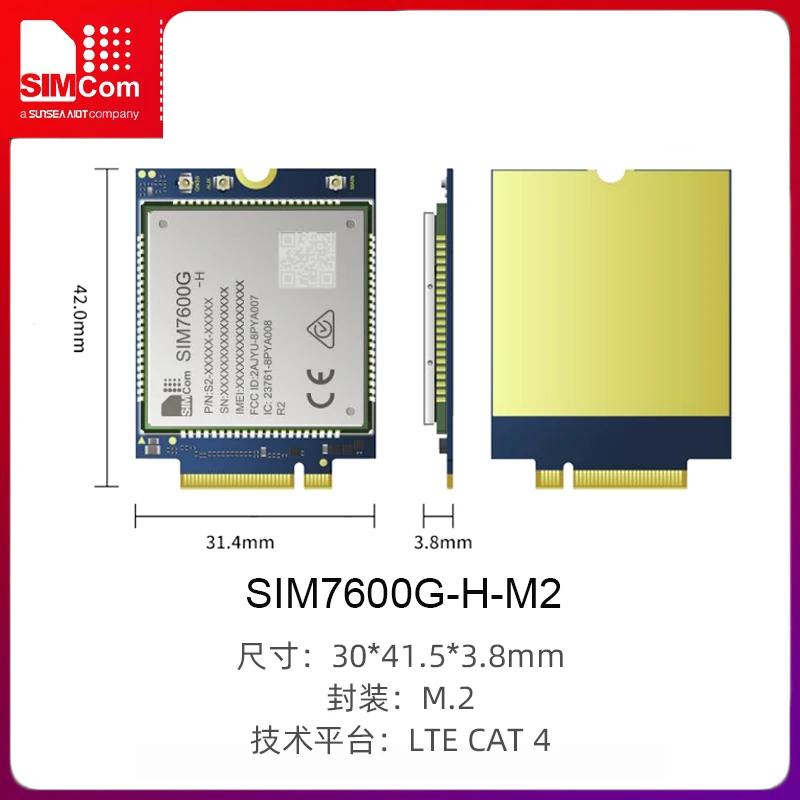 O pacote SIM7600G-H-M2 do módulo de comunicação SIMCOM 4g suporta posicionamento GPS e está disponível globalmente
