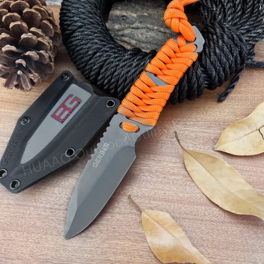 GB Piccolo coltello a lama fissa di sopravvivenza con fodero 8Cr13Mov Lama per escursionismo all'aperto Coltello tattico da pesca Coltello da caccia a taglio affilato