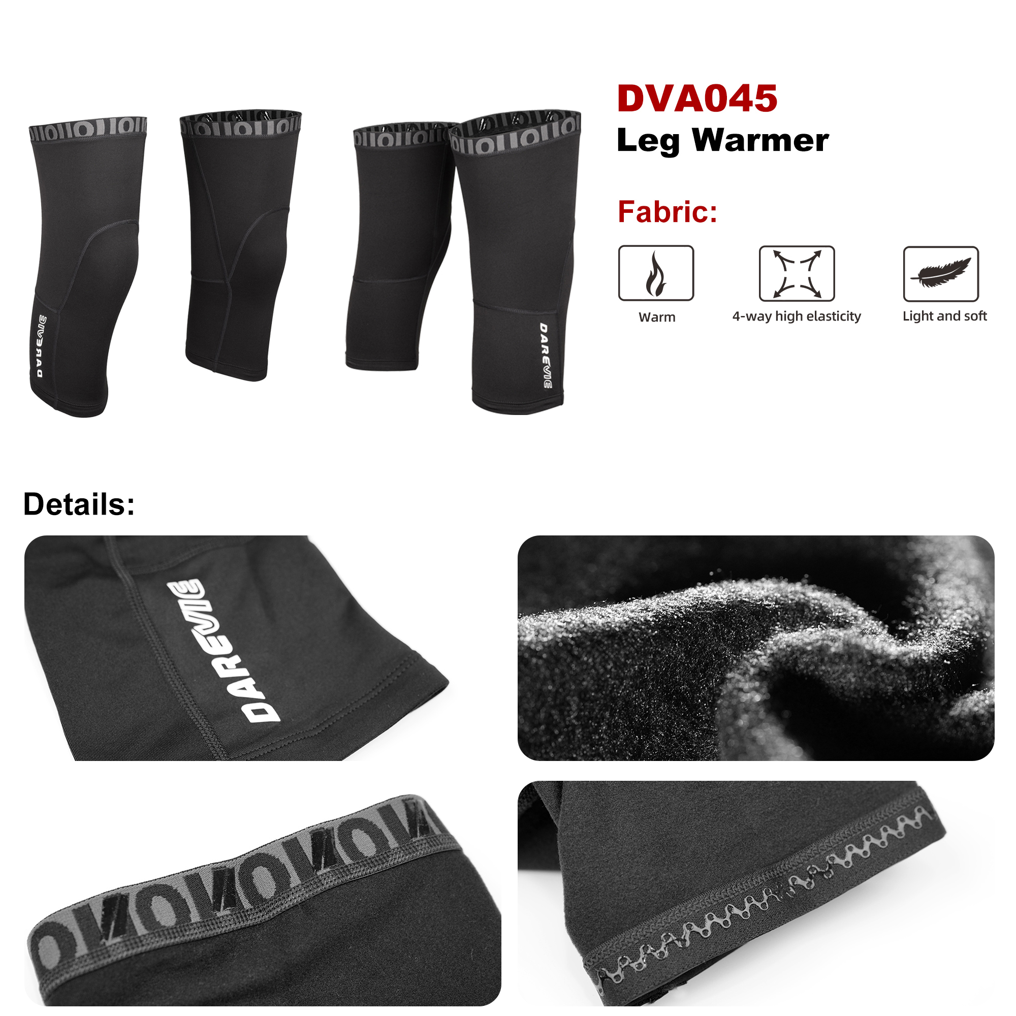 DAREVIE-calentador de piernas para ciclismo, forro polar térmico, calentador de rodilla para ciclismo de invierno, medias mallas cálidas de compresión, antideslizantes para hombres y mujeres