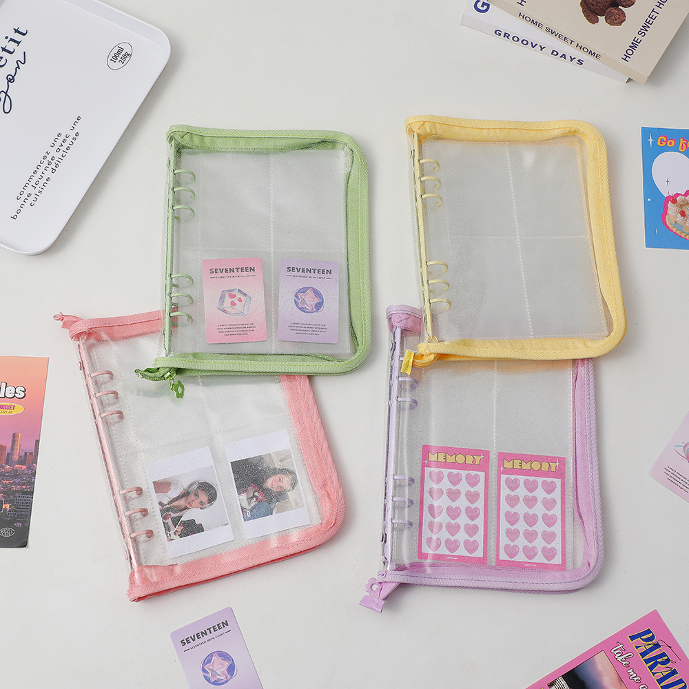 ジッパーアルバム A5 バインダー 10 シート Kpop Photocard 収集ブックフォトカードオーガナイザーノートブック 10 個スリーブ学校文具