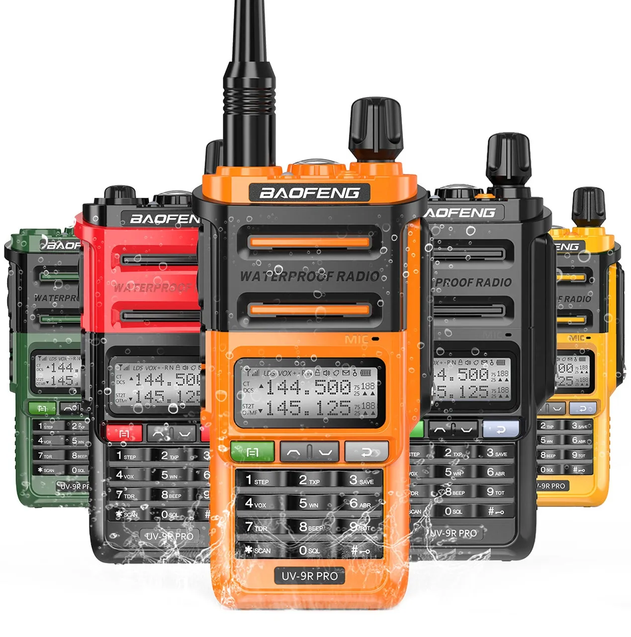 Baofeng-walkie-talkie UV 9R PRO IP68, Radio de largo alcance de alta potencia, resistente al agua, UHF/VHF, 8 W, banda Dual