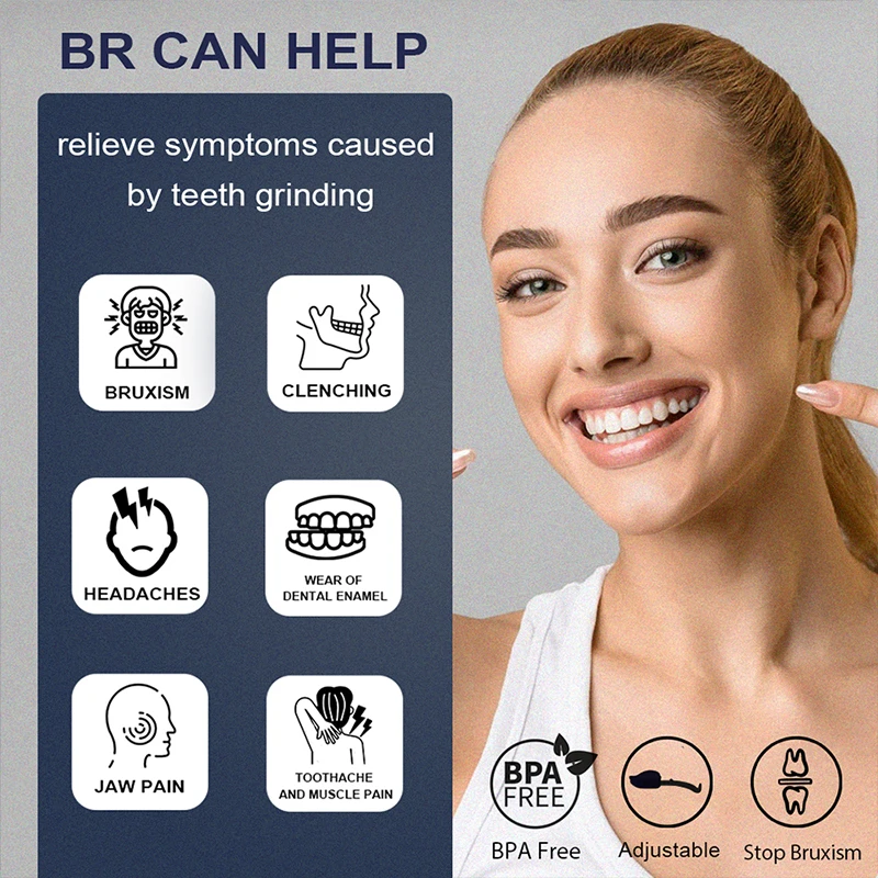 Protector bucal para rechinar los dientes, 2 piezas, protector dental ajustable, bruxismo molar, ayuda para dormir