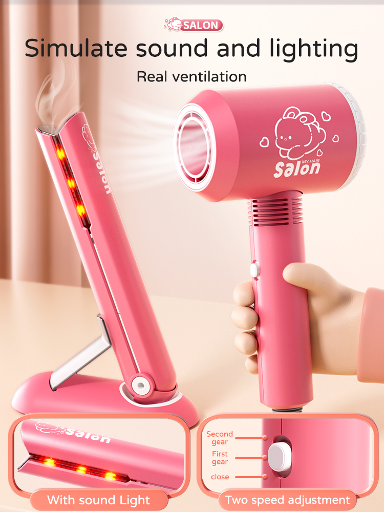 Bambini Make Up Toys Simulazione Kit taglio di capelli Asciugacapelli per bambini Gioco di ruolo Giocattoli educativi per ragazze Giochi di finzione Regali