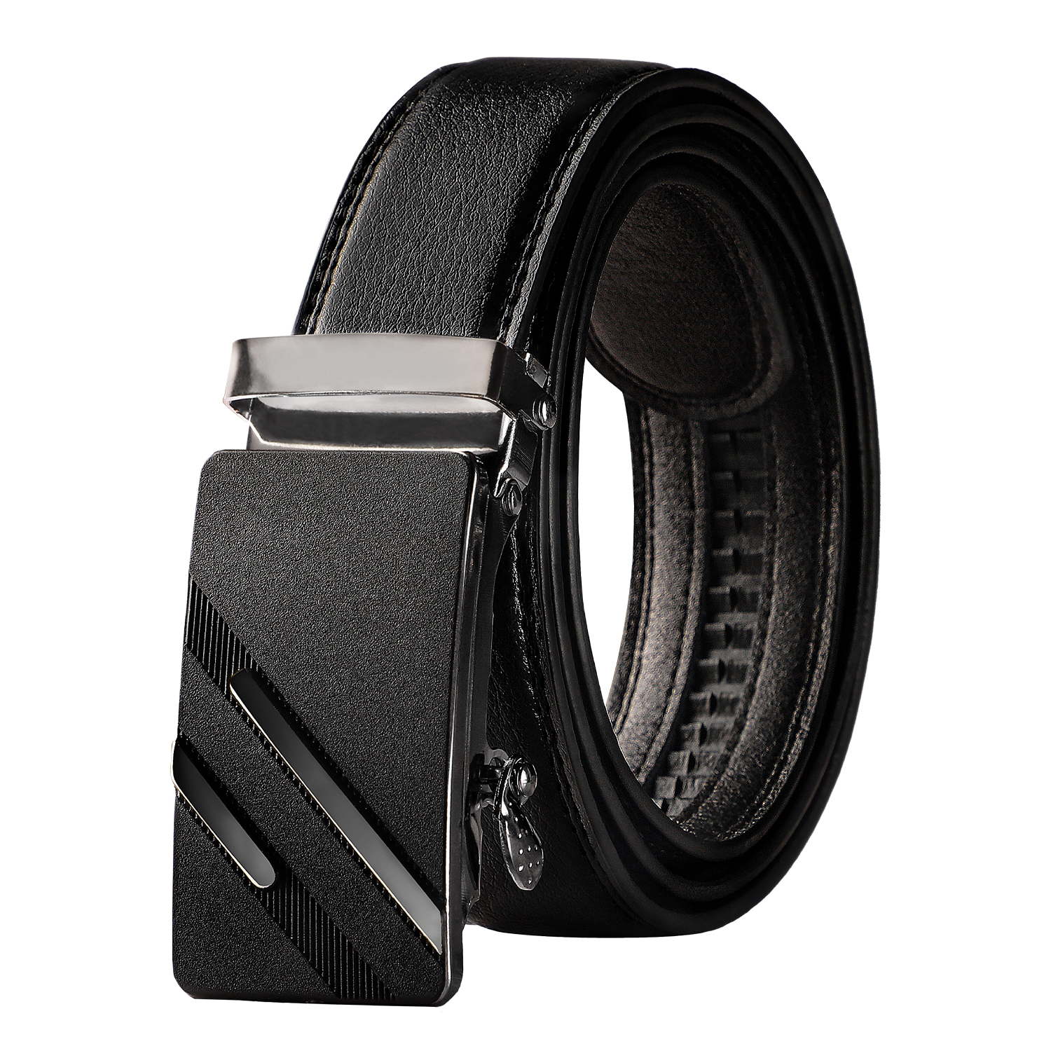 남성용 금속 자동 버클 브랜드 패션 하이 퀄리티 럭셔리 벨트, 유명 작업 비즈니스 블랙 PU 가죽 벨트, 1 개