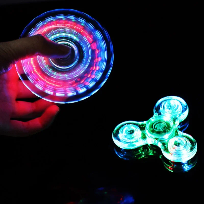 Luminous LED light Fidget Spinner Hand Top Spinners Glow in Dark Light EDC Fidget Spinner นิ้วมือความเครียดบรรเทาของเล่น