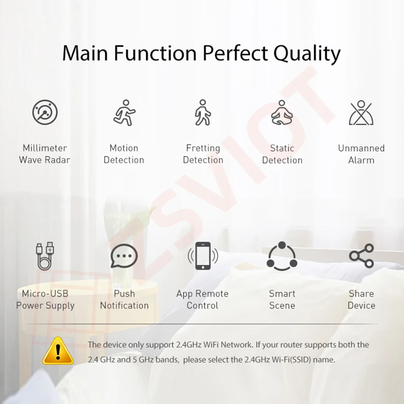 Sensor de movimiento de presencia humana Tuya ZigBee Wifi MmWave con detección de luminancia/distancia Sensor PIR de cuerpo humano inalámbrico en tiempo Real