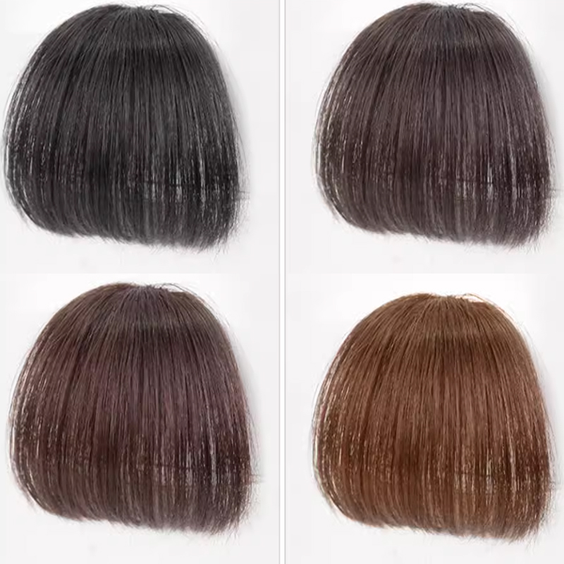 女性用クリップ付きヘアエクステンション,100% 人毛,偽のフリンジ,日常着